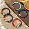 Dyed Natural & Synthetic Mixed Gemstone Round Beaded Stretch Bracelets BJEW-JB09650-2