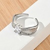 Brass Micro Pave Cubic Zirconia Cuff Open Rings RJEW-C163-06P-3