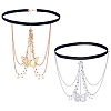 2Pcs 2 Colors Alloy Sexy Elastic Multilayer Tassel Butterfly Leg Chain AJEW-HY0002-21-1