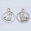 Tibetan Style Alloy Kitten Pendants TIBE-R316-049AS-RS-2