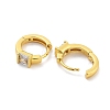 Square Rack Plating Brass with Clear Cubic Zirconia Hoop Earrings for Women EJEW-G409-05G-2