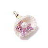 Cylinder Seed Beaded Starfish & Shell Pendants PALLOY-MZ00547-03-3