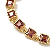 Square Brass Pave Cubic Zirconia Link Chain Bracelets for Women BJEW-P385-04G-04-2