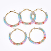Handmade Japanese Seed Beads Hoop Earrings SEED-T002-43-1