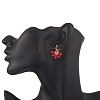 Glass Seed Braided Flower Dangle Stud Earrings EJEW-MZ00048-3