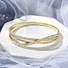 Ion Plating(IP) 304 Stainless Steel Polymer Clay Rhinestone Hinged Bangles for Women LS-BJEW-A011-16G-2