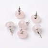 Half Round Dome Natural Rose Quartz Stud Earrings EJEW-L171-05-2