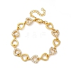 Brass Micro Pave Clear Cubic Zirconia Link Bracelets for Women BJEW-D342-03G-4