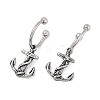 Anchor 316 Surgical Stainless Steel Dangle Half Hoop Earrings for Women EJEW-G416-43AS-4