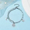 Tarnish Resistant Sun & Moon & Star Charm Bracelets BJEW-JB09844-4