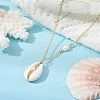 Natural Shell Pendant Necklace with Brass Cable Chains NJEW-JN04472-2