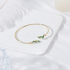 1Pc Elegant Brass Cubic Zirconia Leaf Cuff Bangles for Women BJEW-LP0003-33G-02-3