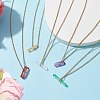 Dyed Natural Quartz Crystal Bullet Pendant Necklaces NJEW-JN04536-6