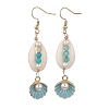 Natural Agate & Cultured Freshwater Pearl & Cowrie Shell Beads Dangle Earrings EJEW-JE07200-3