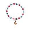 5Pcs 5 Styles Christmas Theme Acrylic Imitation Pearl & Alloy Enamel Stretch Charm Bracelet Sets for Women BJEW-JB11199-3