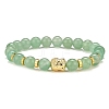 Natural Green Aventurine & Alloy Buddha Head Beaded Strech Bracelets BJEW-JB09420-04-1