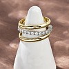 Brass Micro Pave Cubic Zirconia Finger Rings RJEW-D325-01PG-08-1