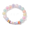 Waxberry & Round Frosted Resin Beaded Stretch Bracelets BJEW-JB10307-3