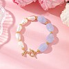 3Pcs 3 Styles Imitation Gemstone & ABS Imitation Pearl Acrylic Beaded Bracelets for Women BJEW-JB12157-4