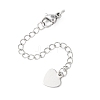 304 Stainless Steel Chain Extender with Heart Charms STAS-G383-03P-2