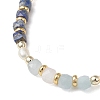 Natural Aquamarine & Natural Lapis Lazuli Cube Beaded Stretch Bracelets for Women BJEW-JB13390-03-3