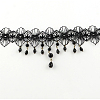 Gothic Style Vintage Lace Choker Necklaces with Glass Beads NJEW-R227-64-3