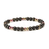 2Pcs 2 Style Natural Obsidian & Synthetic Hematite & Wood Stretch Bracelets Set with Planet Charm BJEW-JB07616-7