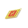 Glass Seed Beaded Rhombus Pendants PALLOY-MZ00528-01-3