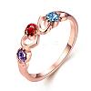 Exquisite Brass Colorful Czech Rhinestone Finger Rings for Women RJEW-BB02115-8-1