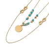 Enamel Charms Double Layer Necklace with Synthetic Turquoise Beaded NJEW-P269-20B-G-3