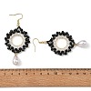 Brass Glass Beads Dangle Earrings EJEW-MZ00764-02-4
