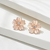 Flower Alloy Cat Eye Pendant Necklaces & Stud Earrings Sets FS-WG11189-01-3