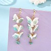 Natural Amazonite & Natural Shell Dangle Earrings for Women EJEW-JE07385-1