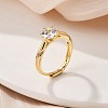 Brass Micro Pave Clear Cubic Zirconia Finger Rings for Women RJEW-U049-05G-1