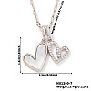 Shiny Brass Clear Cubic Zirconia Double Heart Pendant Dapped Chain Necklaces for Women RU1359-1-1