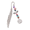 Tibetan Style Alloy Feather Bookmark AJEW-JK00310-02-1