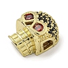 Brass Micro Pave Red Cubic Zirconia Beads ZIRC-P119-12G-2