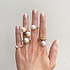 Zinc Alloy & Plastic Imitation Pearl Round Beads Finger Rings Sets WG9DC8A-01-2