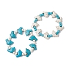 2Pcs 2 Style Synthetic Turquoise & Howlite Dolphin Beaded Stretch Bracelets Set BJEW-JB09829-1