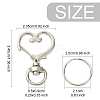 10Pcs Heart Shape Zinc Alloy Swivel Lobster Clasps IFIN-YW0003-88G-3