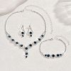 Teardrop Brass Rhinestone Necklaces & Link Bracelets & Stud Earring Sets FS-WGE0FD5-06-3