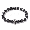 Natural Eyeless Obsidian Stretch Bracelets BJEW-JB12184-01-2