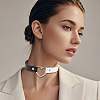 Adjustable Gothic Two Tone PU Leather Alloy Heart Choker Necklaces for Women NJEW-WH20816-007P-F-6