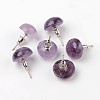Half Round Dome Natural Amethyst Stud Earrings X-EJEW-L171-08-2