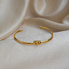 304 Stainless Steel Double-Strand Knot Open Cuff Bangles for Women BP9596-4