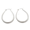 Non-Tarnish 304 Stainless Steel Textured Teardrop Hoop Earrings EJEW-B023-19P-1