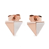 Triangle 304 Stainless Steel & Natural Shell Stud Earrings for Women EJEW-C096-23RG-1