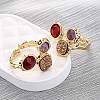 Natural Amethyst/Korean Jade/Agate Germ Cuff Rings RJEW-M076-05G-05-4