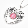 Zinc Alloy Angel Wing Heart Pendant Necklaces NJEW-G328-A09-2