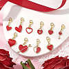 10Pcs Valentine's Day Heart Alloy Enamel Pendant Decorations HJEW-JM02832-2